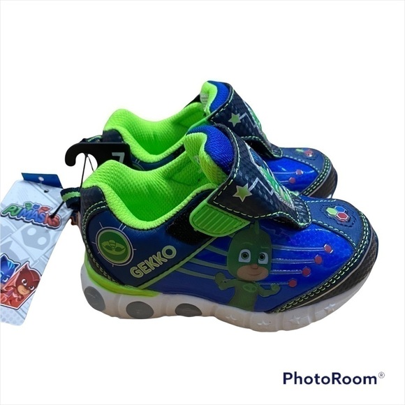 PJ Masks Light Up Sneakers NWT Sz 7 Toddler Boys Nickelodeon Blue Green - Picture 1 of 6